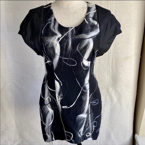 Anthropologie S Textured Swirl Art Punk Mini Dress - Picture 1 of 8